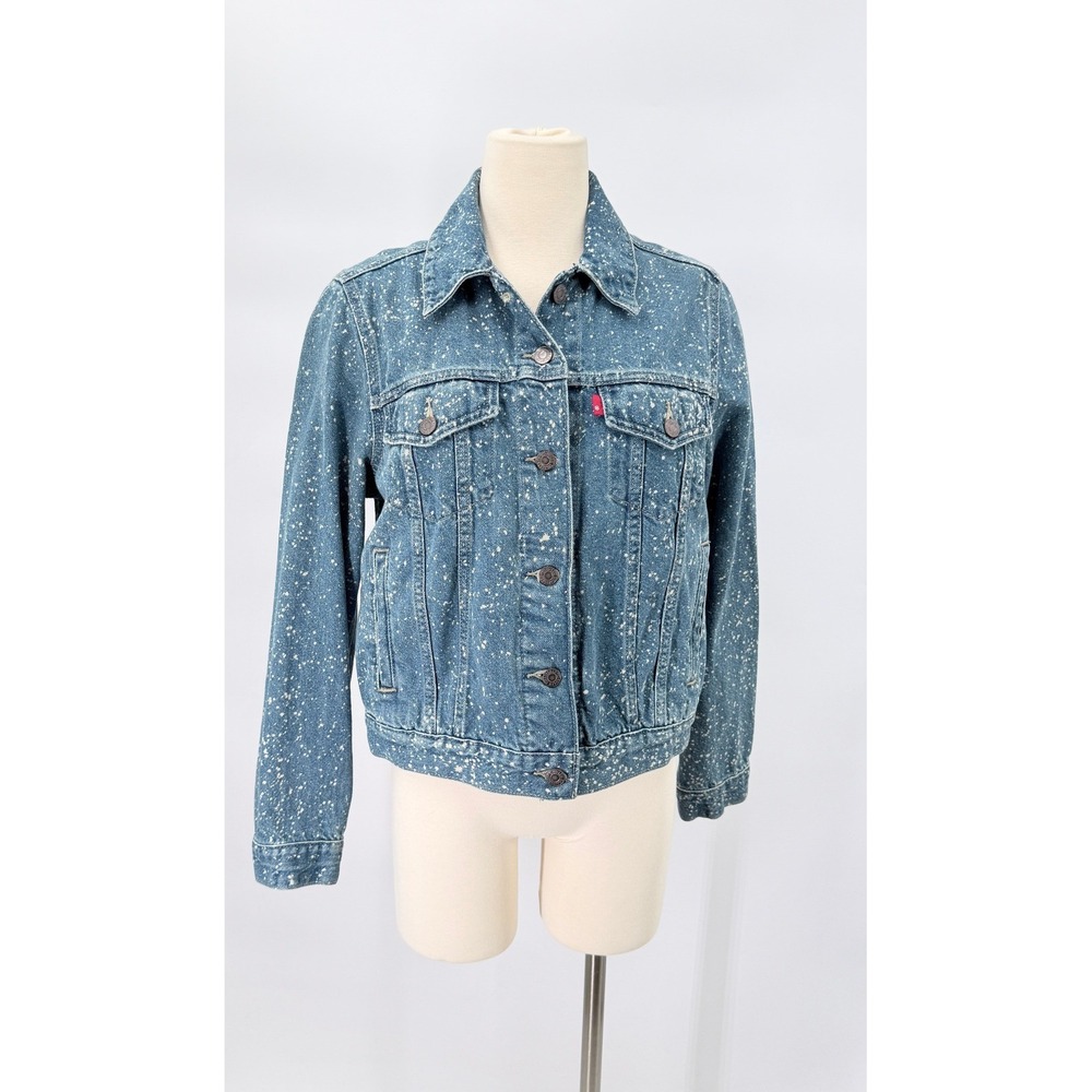 Vintage Levi's Galactic Trucker Jacket Speckled Wash Womens Large Blue